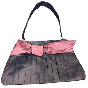 CLARE V Silk Wristlet Brown Shimmer Pink Knotted Sash NWOT